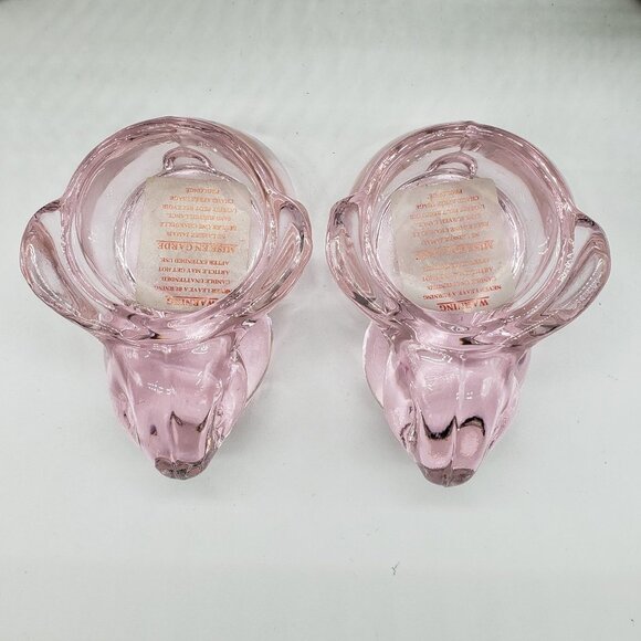 Indiana Glass Vintage Light Pink Bunny Rabbit Tealight Candle Holders Set of 2 - Picture 9 of 9